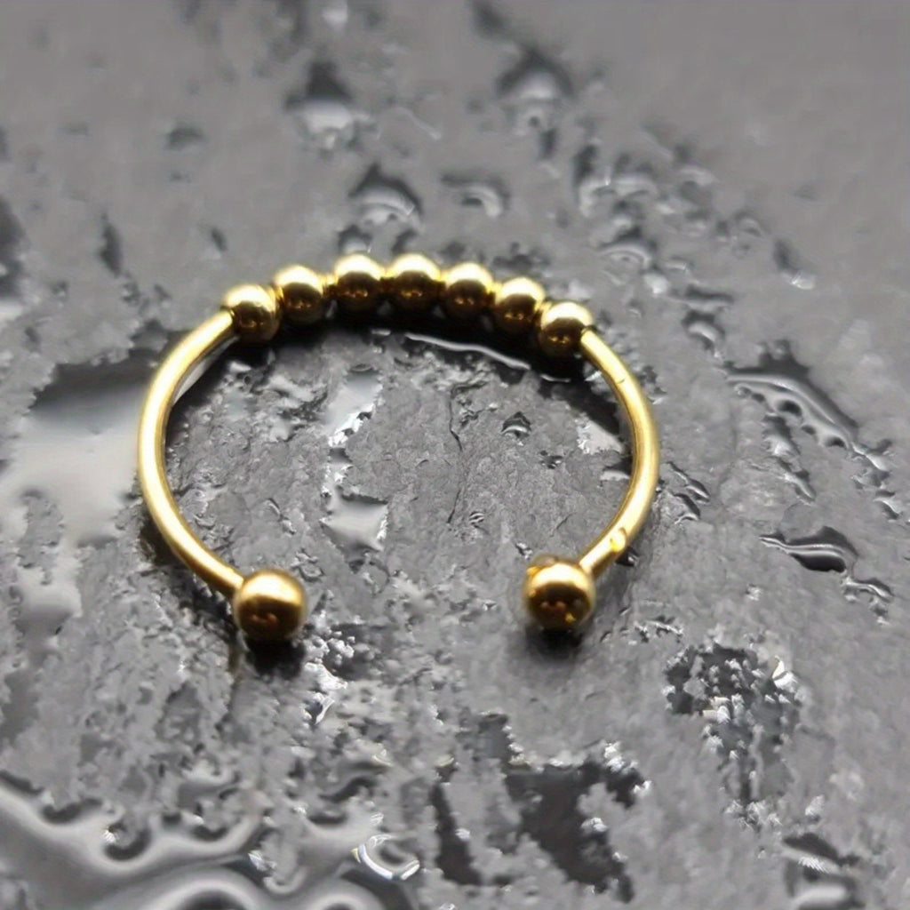 1pc Stainless Steel Ring with A Rotatable Bead Opening