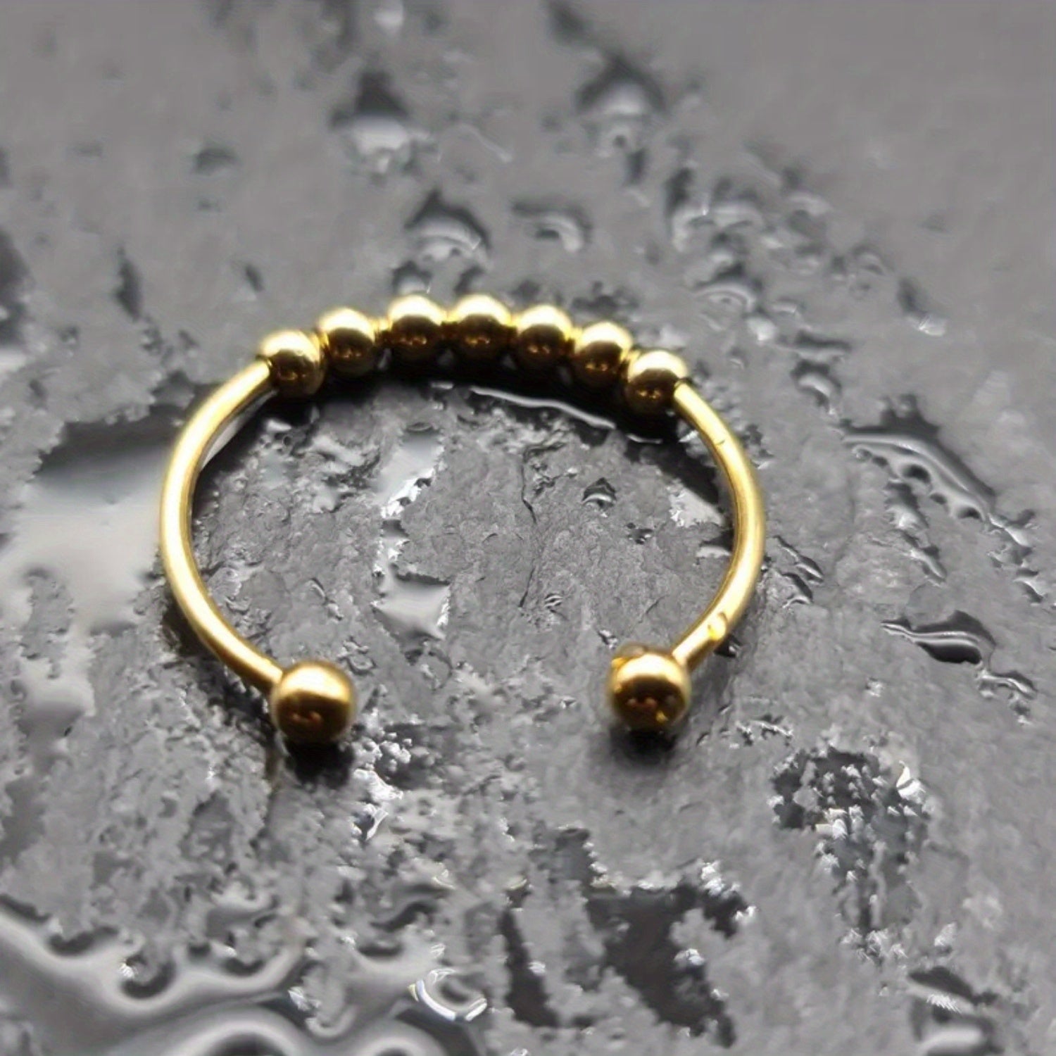 1pc Stainless Steel Ring with A Rotatable Bead Opening
