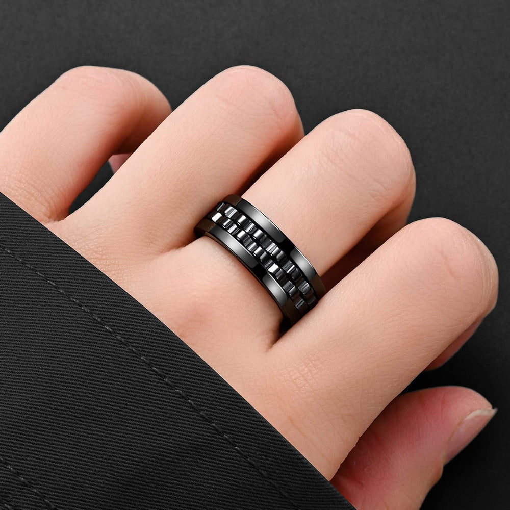 3Pcs/set Fidget Ring Made Of Stainless Steel Rotatable Design, Suitable For Men And Women Anxiety Jewelry