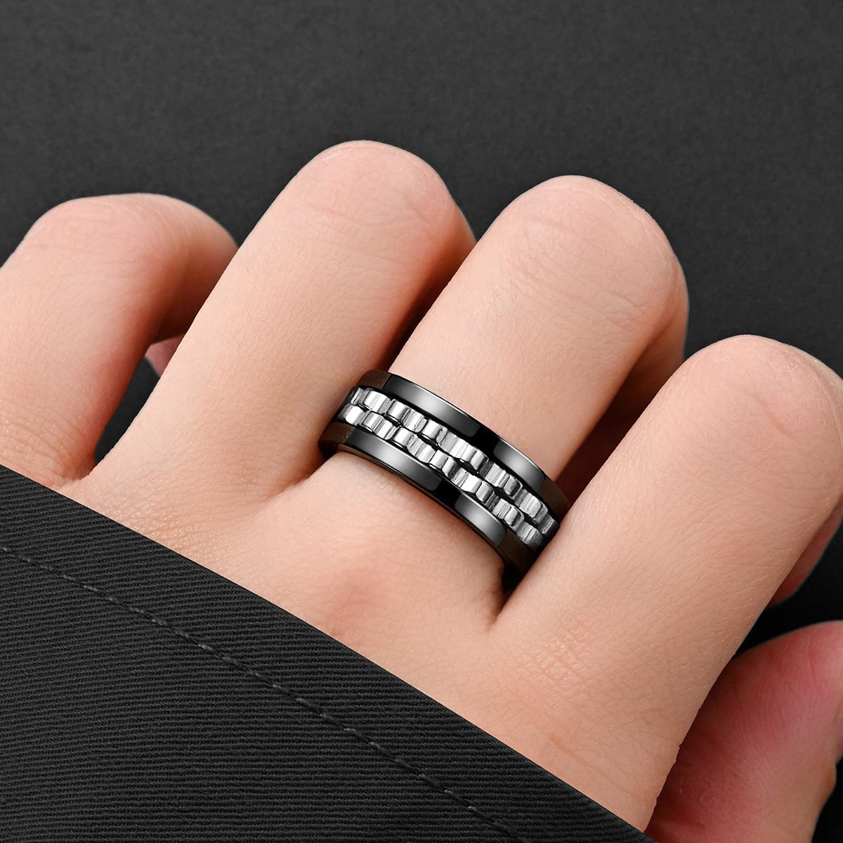 3Pcs/set Fidget Ring Made Of Stainless Steel Rotatable Design, Suitable For Men And Women Anxiety Jewelry
