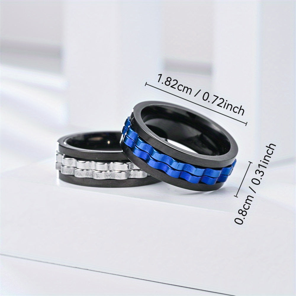 3Pcs/set Fidget Ring Made Of Stainless Steel Rotatable Design, Suitable For Men And Women Anxiety Jewelry