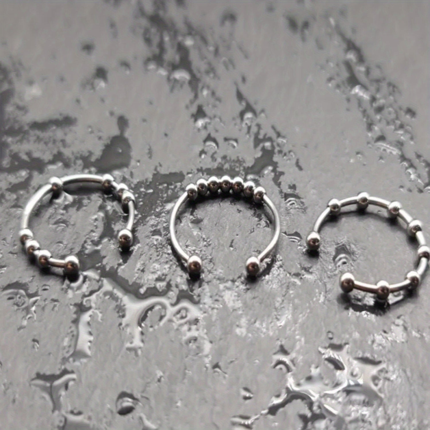 1pc Stainless Steel Ring with A Rotatable Bead Opening