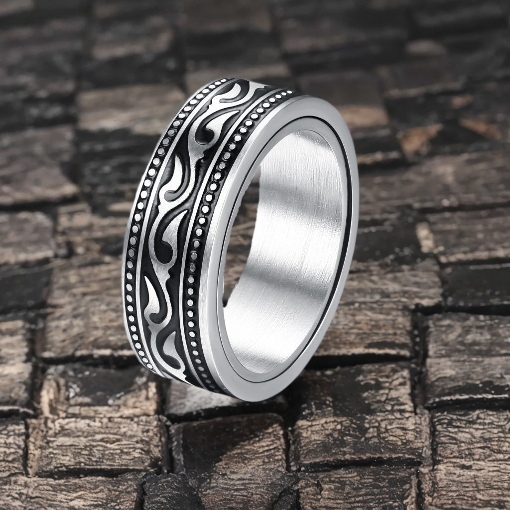 3pcs Fidget Rings for Anxiety, 316L Stainless Steel Spinner Ring, Relaxing Design, Unplated, 316L, with Metallic Finish, for Teenager and Teenager, For Teenager