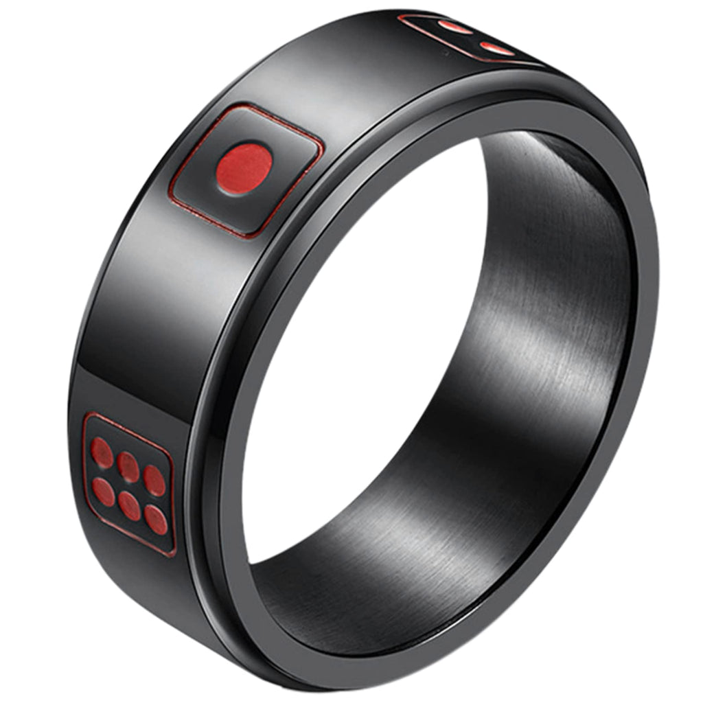 JewelryWe 8mm Spinner Ring Stainless Steel Lucky Retro Dice Pattern Rotatable Ring Men Women Anxiety Rings, Focus Aid Jewelry, Fidget Ring, Modern Fidget Ring, Stylish Spinner, Durable Jewelry, Highquality Metal Ring, Spinning Ring, Fidget Ring for
