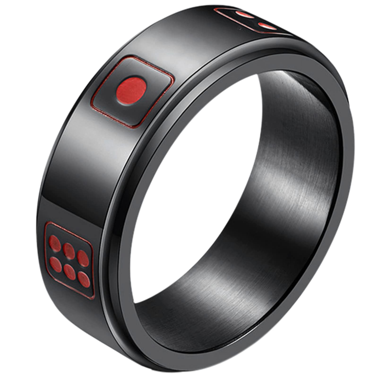 JewelryWe 8mm Spinner Ring Stainless Steel Lucky Retro Dice Pattern Rotatable Ring Men Women Anxiety Rings, Focus Aid Jewelry, Fidget Ring, Modern Fidget Ring, Stylish Spinner, Durable Jewelry, Highquality Metal Ring, Spinning Ring, Fidget Ring for