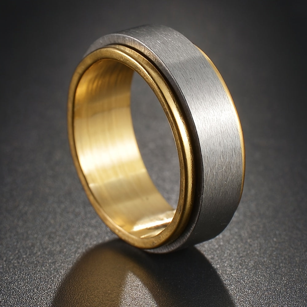 1pc Custom Engraved Stainless Steel Spinner Ring - Personalized Name, Freely Rotating, Sports Style for Men & Women - Ideal for Daily Wear, Parties & Music Festivals