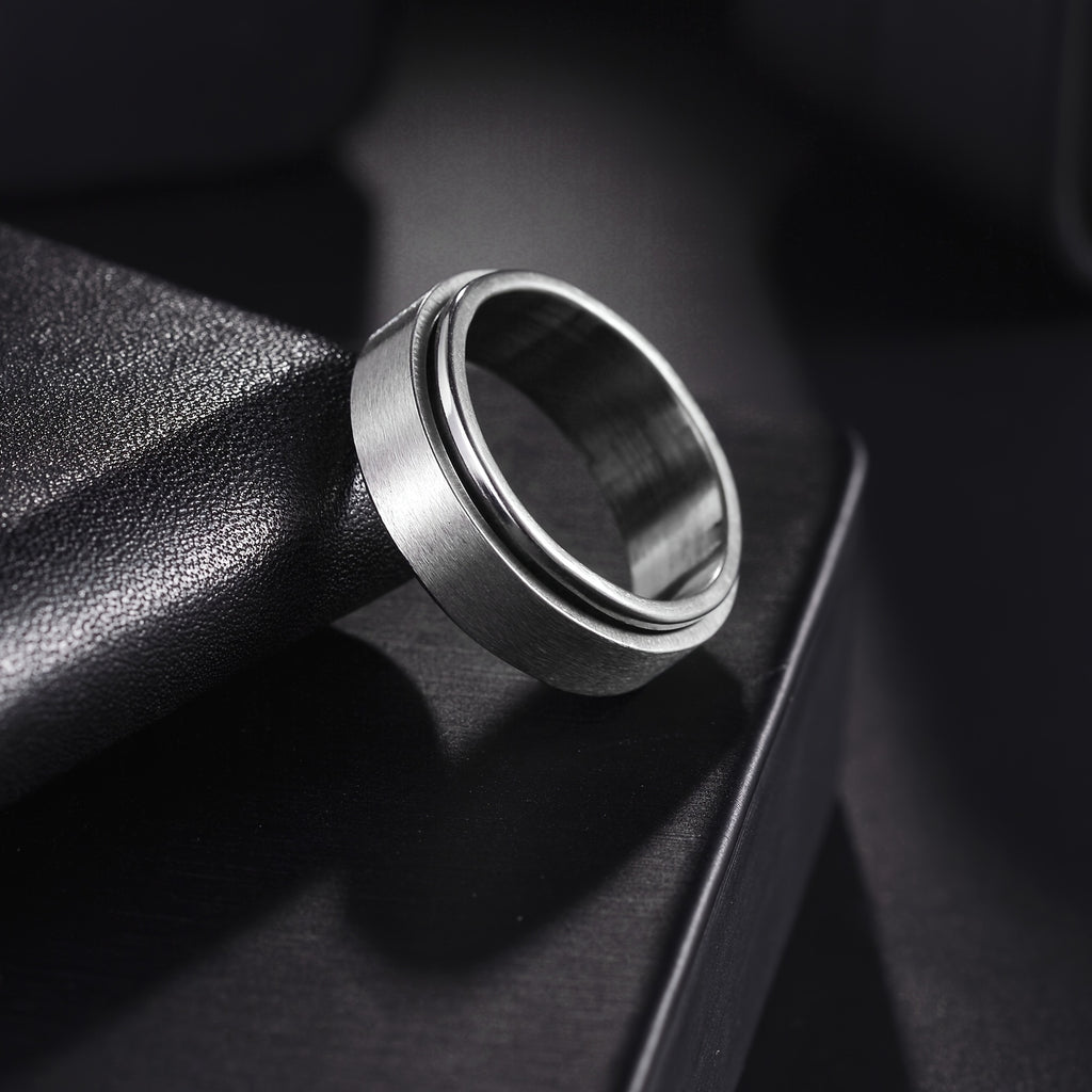 1pc Custom Engraved Stainless Steel Spinner Ring - Personalized Name, Freely Rotating, Sports Style for Men & Women - Ideal for Daily Wear, Parties & Music Festivals