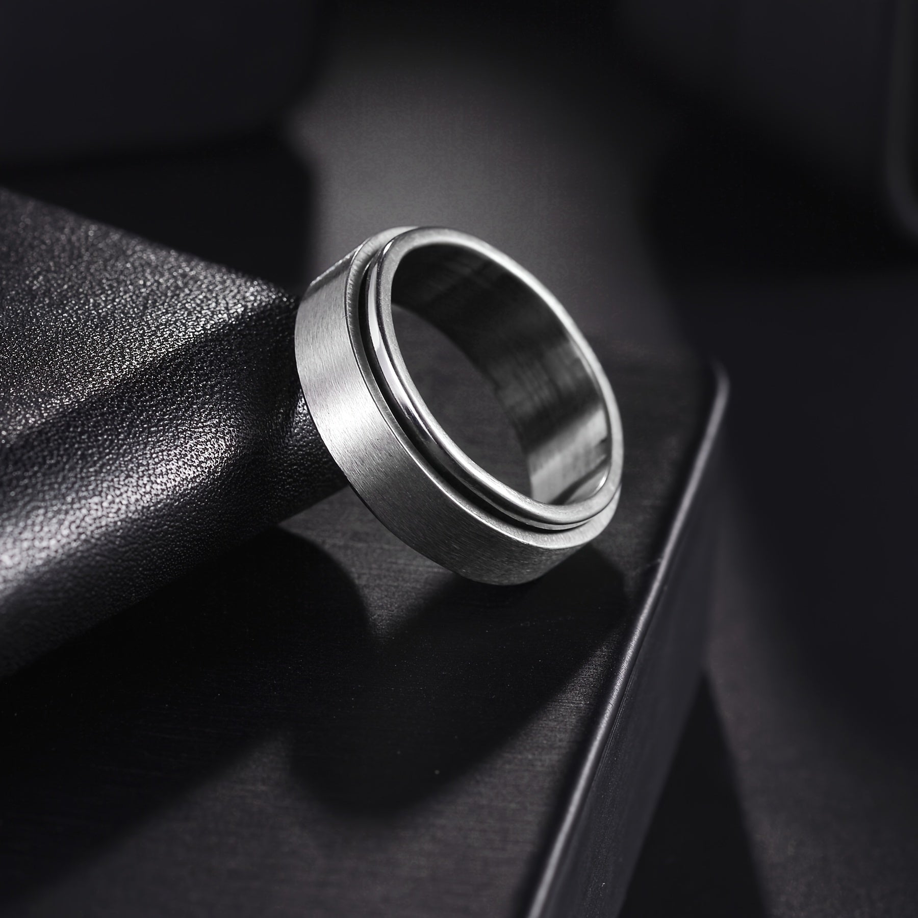 1pc Custom Engraved Stainless Steel Spinner Ring - Personalized Name, Freely Rotating, Sports Style for Men & Women - Ideal for Daily Wear, Parties & Music Festivals