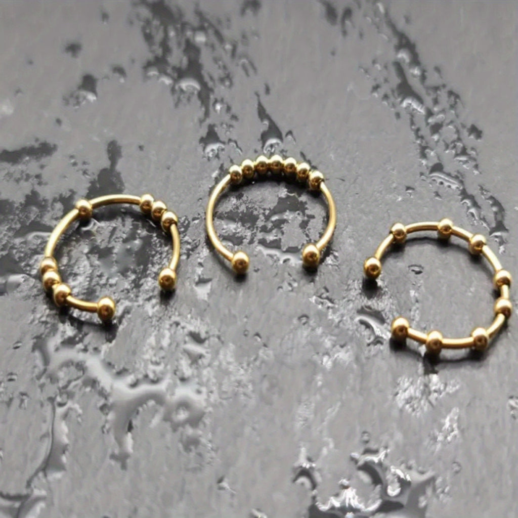 1pc Stainless Steel Ring with A Rotatable Bead Opening