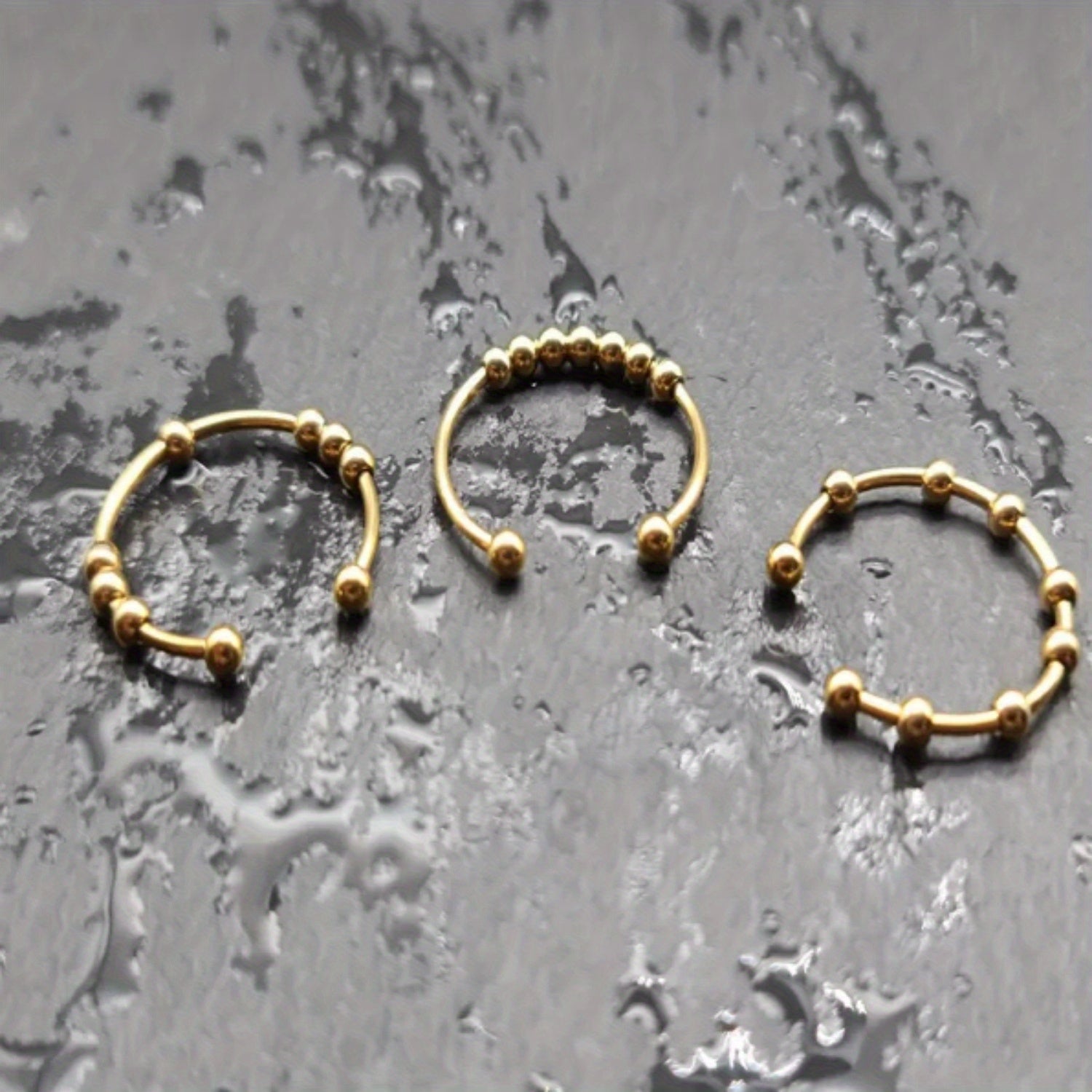 1pc Stainless Steel Ring with A Rotatable Bead Opening