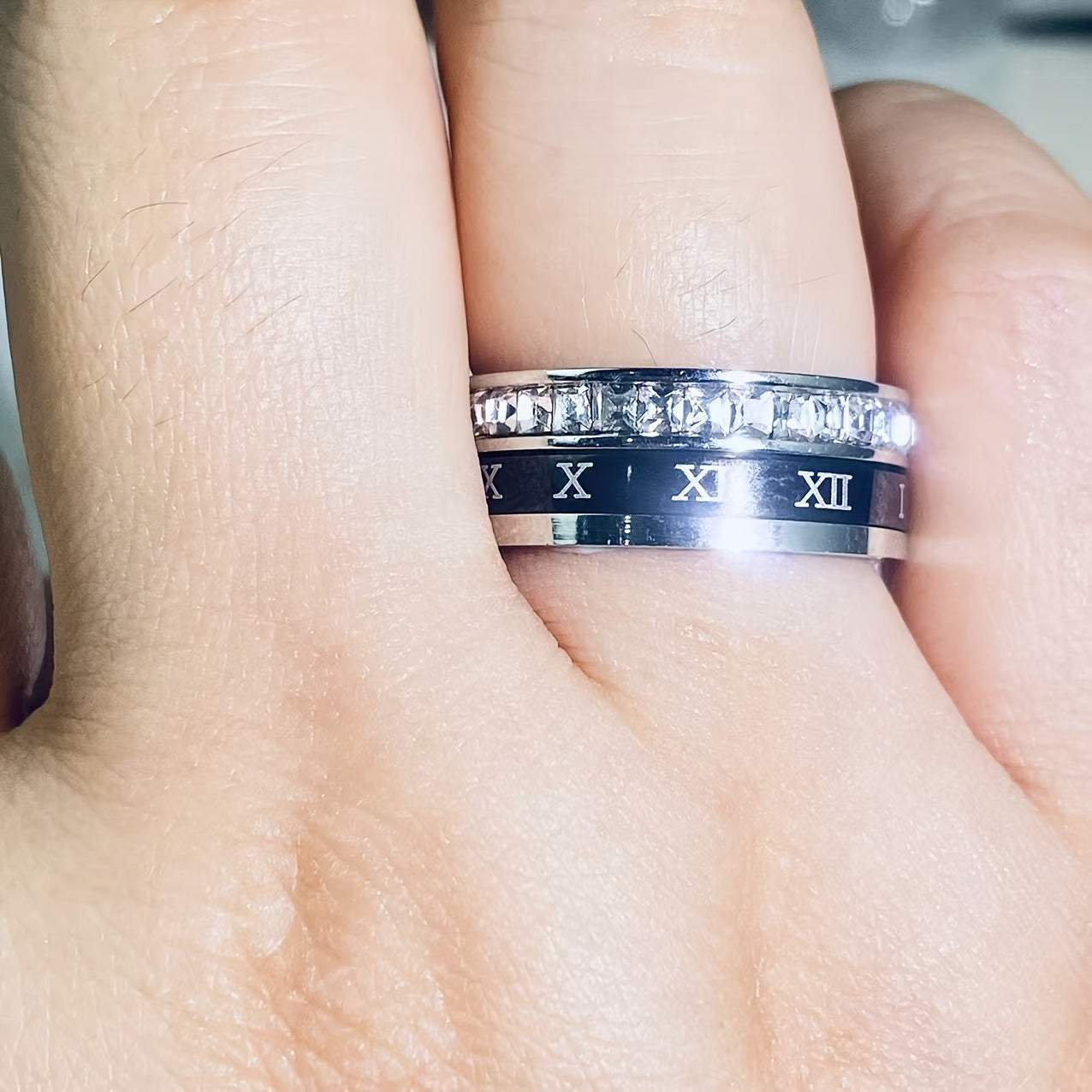 Personalized Anniversary, Wedding, Birthday Ring - Custom Roman Numeral (VI/IX/ XII), Engraved Name & Date, Rotatable Band - Durable Stainless Steel Jewelry Gift for Women/Men - Elegant Graduation, Valentine's, Christmas Present - Affordable Luxury