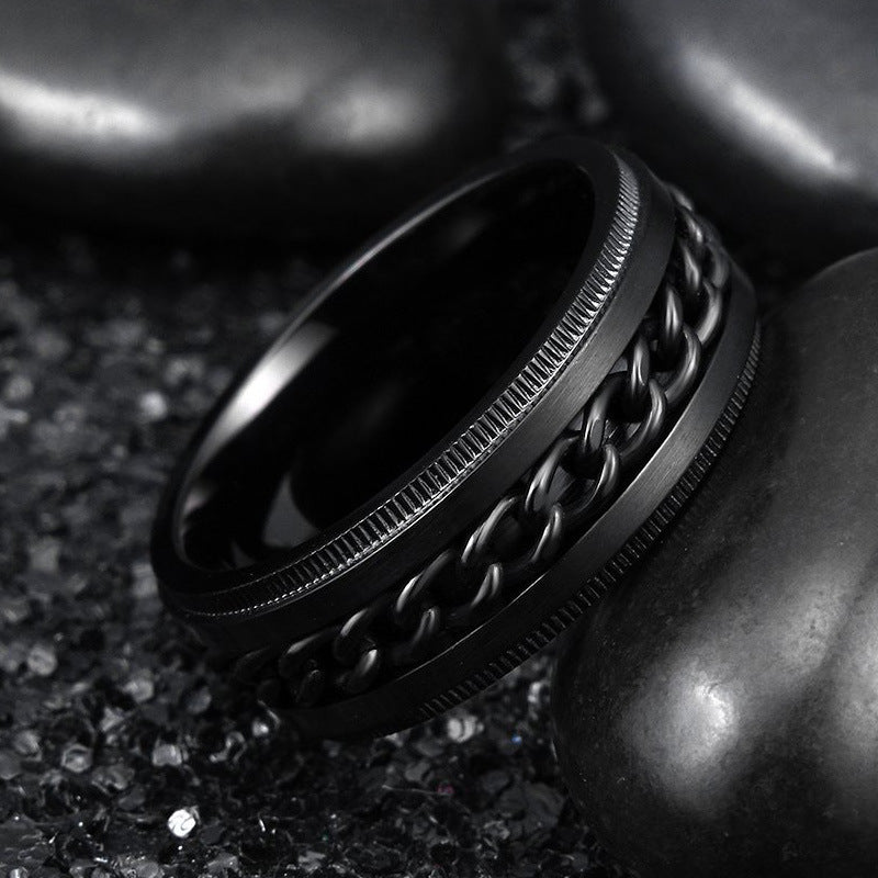 6pcs Fashionable, Simple, Creative and Rotatable Stainless Steel Ring Sets. Novelty Stress-Relieving Rock Style, Street Hip-Hop Trend, Casual Party and Banquet Accessories. The Best Choice for Festival Gifts