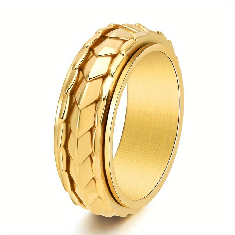 1 New Arrival: Retro-inspired minimalist Men'S dragon scale ring in titanium Stainless Steel Sweet-edgy style with rotating band Perfect for Casual Attire, Halloween, or festive celebrations Season-less accessory the ideal gift, Casual Attire Ring,