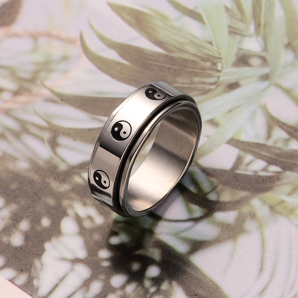 20pcs 8MM Yin And Yang Fidget Spinner Rings For Men Women Stainless Steel Taichi Silveryy Rings