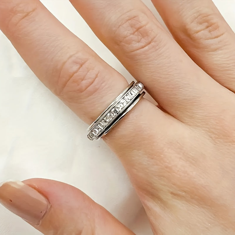 3pcs/set Women's Fashionable Decompression Rotating Stainless Steel Ring, Rotatable, Decompression, Meditation Ring, Suitable for Daily Wear, Banquets, Parties, Festivals, Birthdays, Weddings, Anniversaries, Gifts, Souvenirs, High Quality Rings for Women,