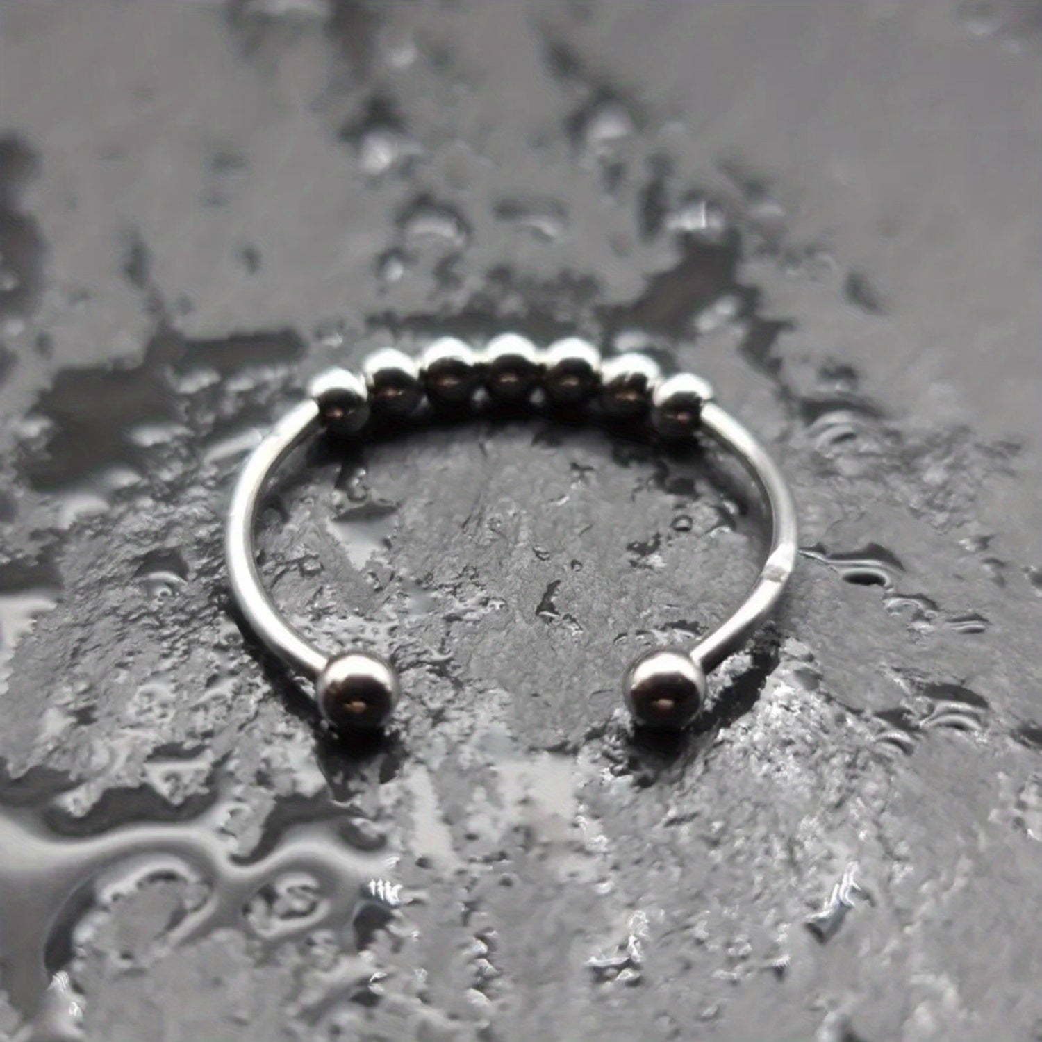 1pc Stainless Steel Ring with A Rotatable Bead Opening