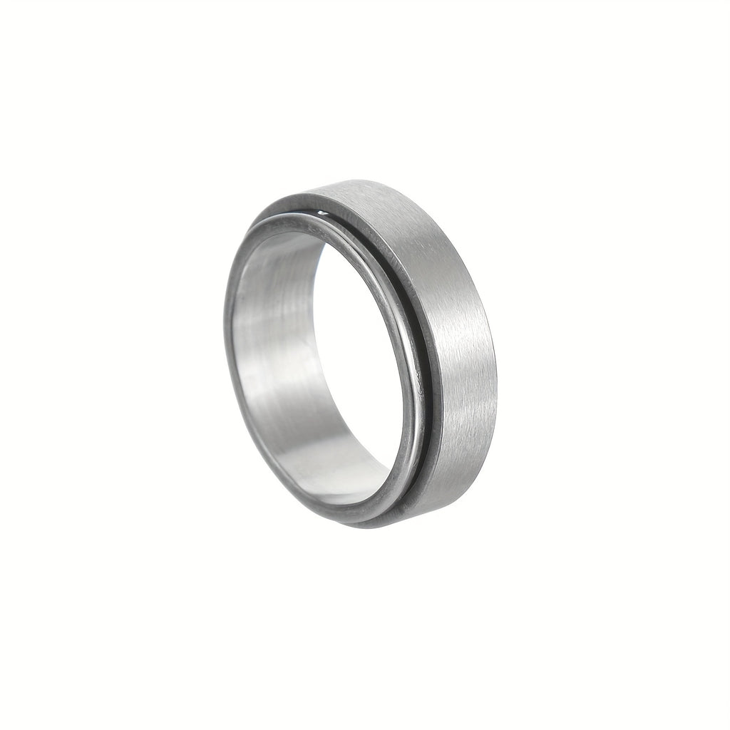 1pc Custom Engraved Stainless Steel Spinner Ring - Personalized Name, Freely Rotating, Sports Style for Men & Women - Ideal for Daily Wear, Parties & Music Festivals