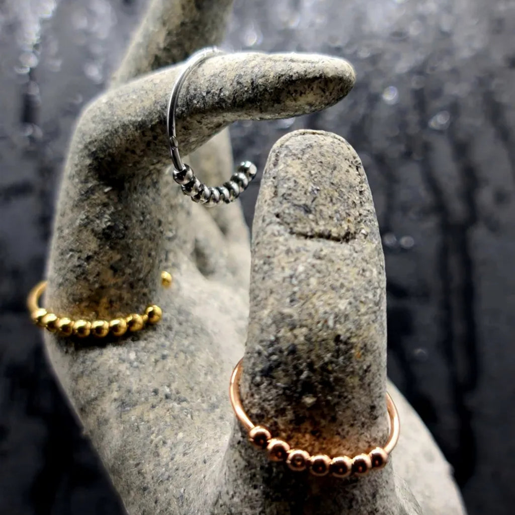 1pc Stainless Steel Ring with A Rotatable Bead Opening