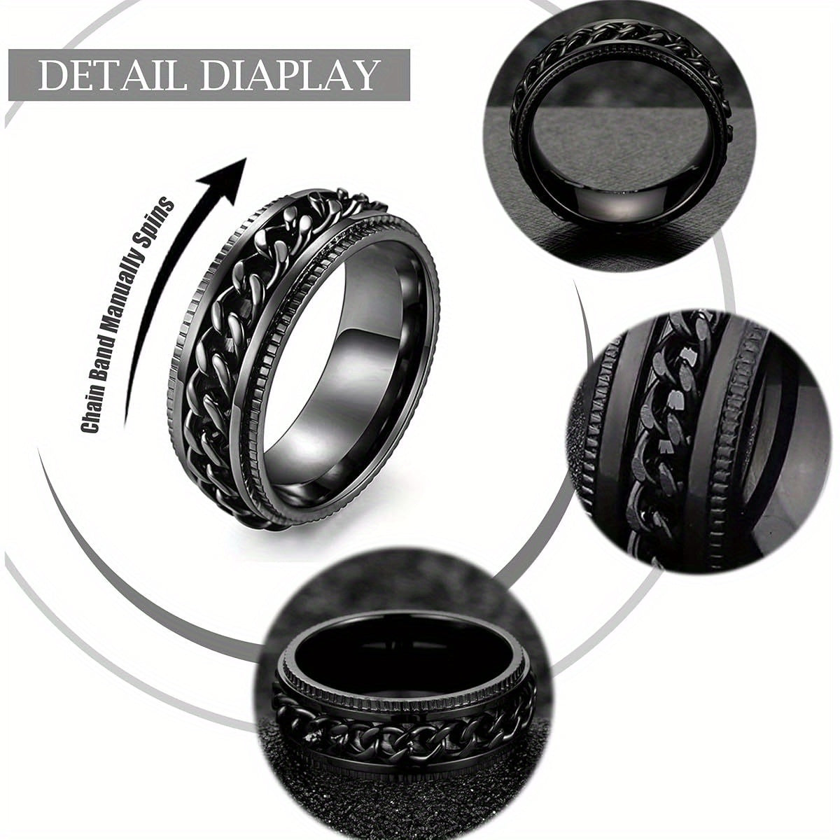 EIELO 12pcs Stainless Steel Band Rings for Men & Women - Cool Fidget Spinning Chain Ring, Anxiety Relief, Fashion Simple Wedding Engagement Ring Set, Durable & Stylish Design, Wedding Rings, Minimalist Jewelry, Polished Finish, Highquality Metal, Jewelry