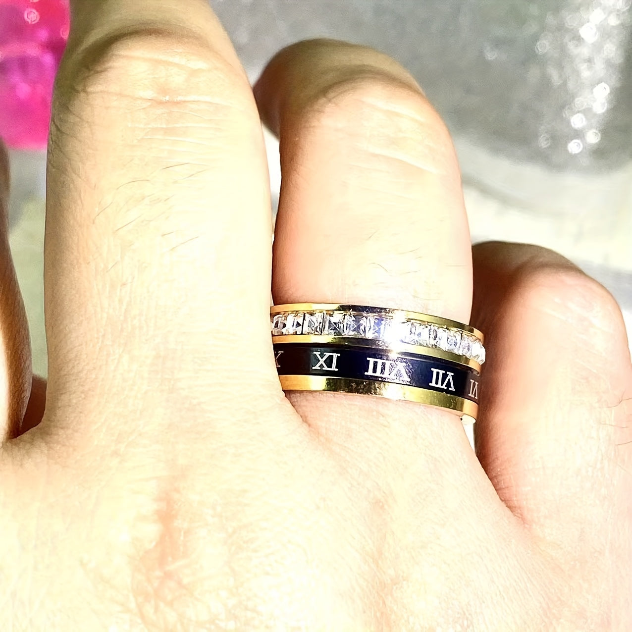 Personalized Anniversary, Wedding, Birthday Ring - Custom Roman Numeral (VI/IX/ XII), Engraved Name & Date, Rotatable Band - Durable Stainless Steel Jewelry Gift for Women/Men - Elegant Graduation, Valentine's, Christmas Present - Affordable Luxury