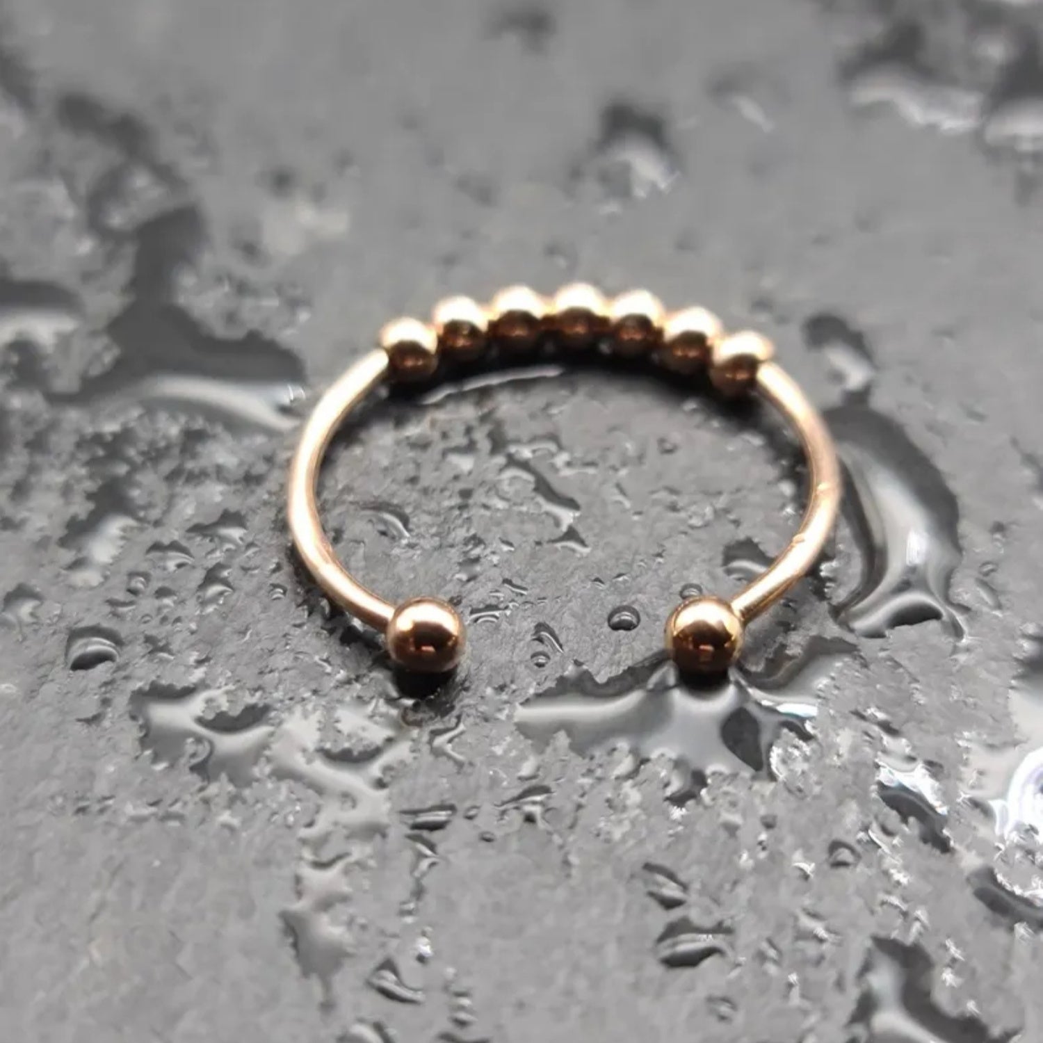1pc Stainless Steel Ring with A Rotatable Bead Opening