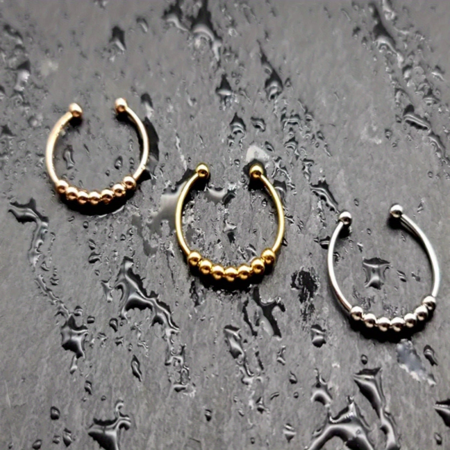 1pc Stainless Steel Ring with A Rotatable Bead Opening