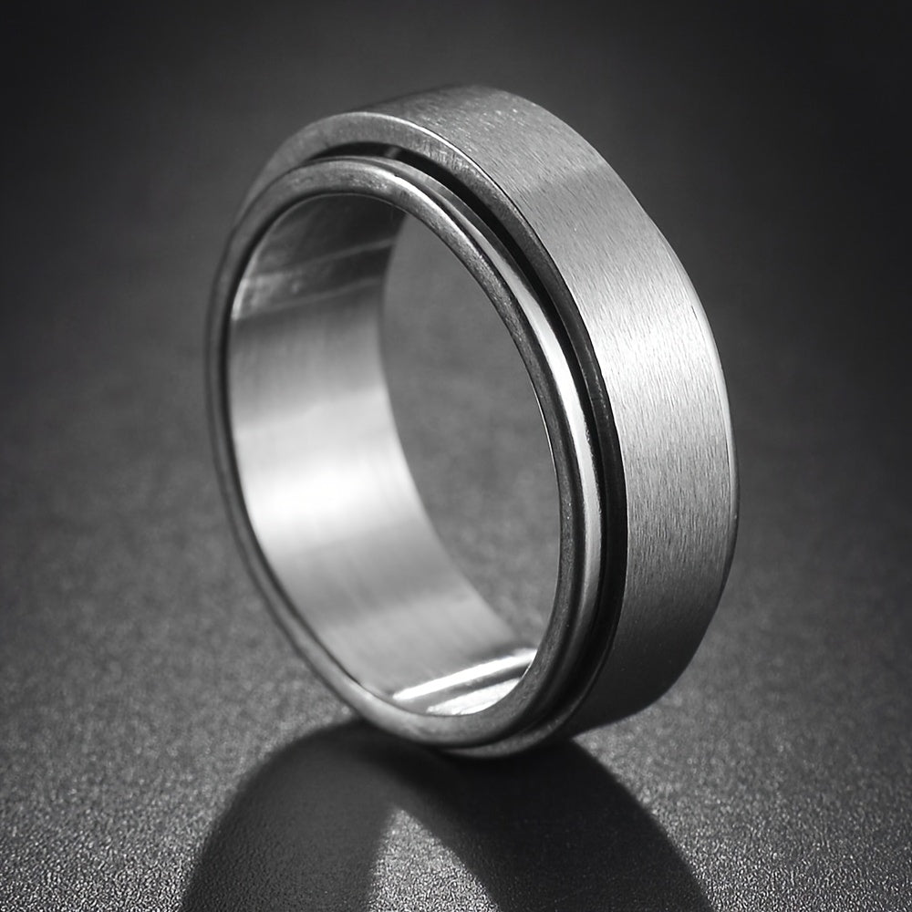 1pc Custom Engraved Stainless Steel Spinner Ring - Personalized Name, Freely Rotating, Sports Style for Men & Women - Ideal for Daily Wear, Parties & Music Festivals