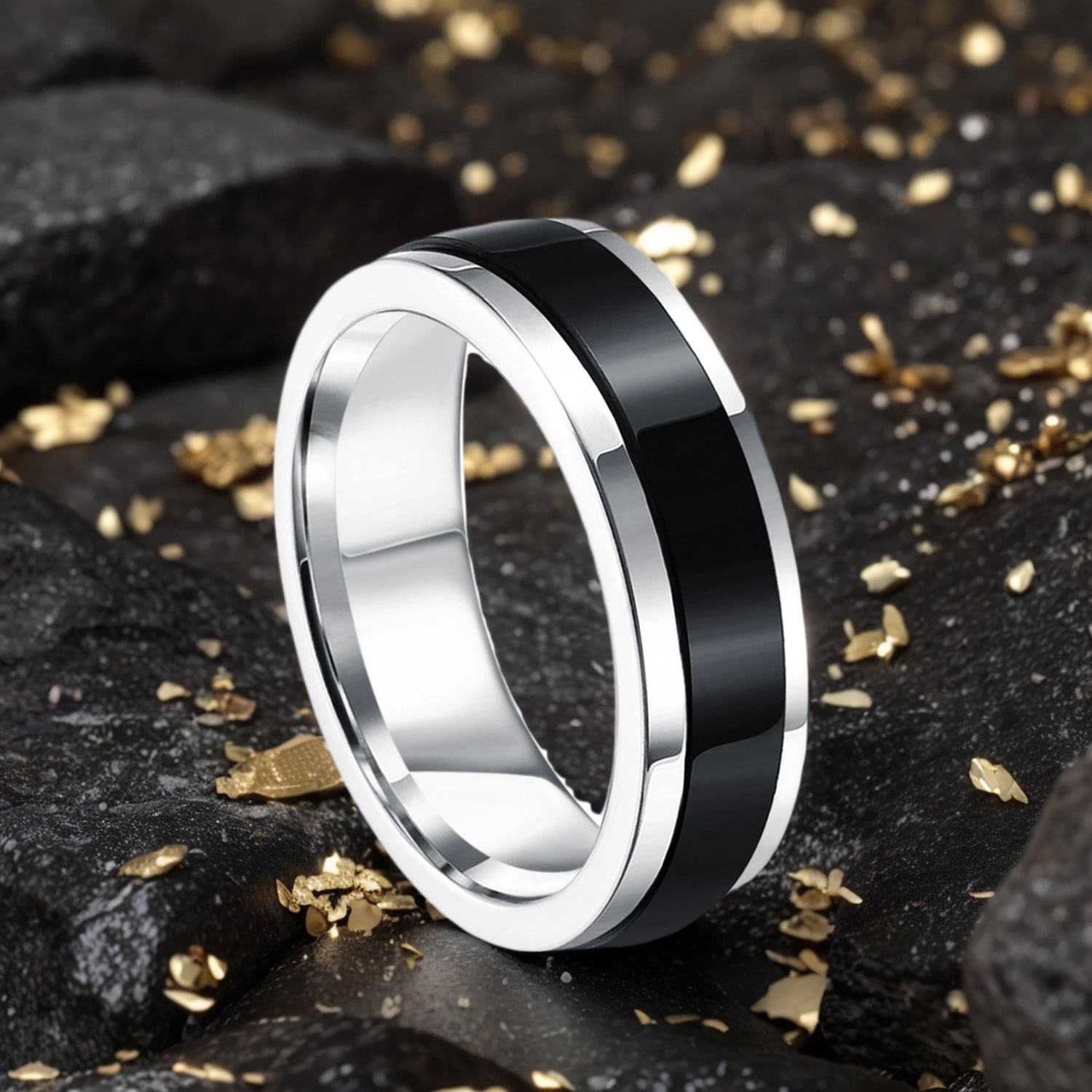 3pcs Fidget Rings for Anxiety, 316L Stainless Steel Spinner Ring, Relaxing Design, Unplated, 316L, with Metallic Finish, for Teenager and Teenager, For Teenager