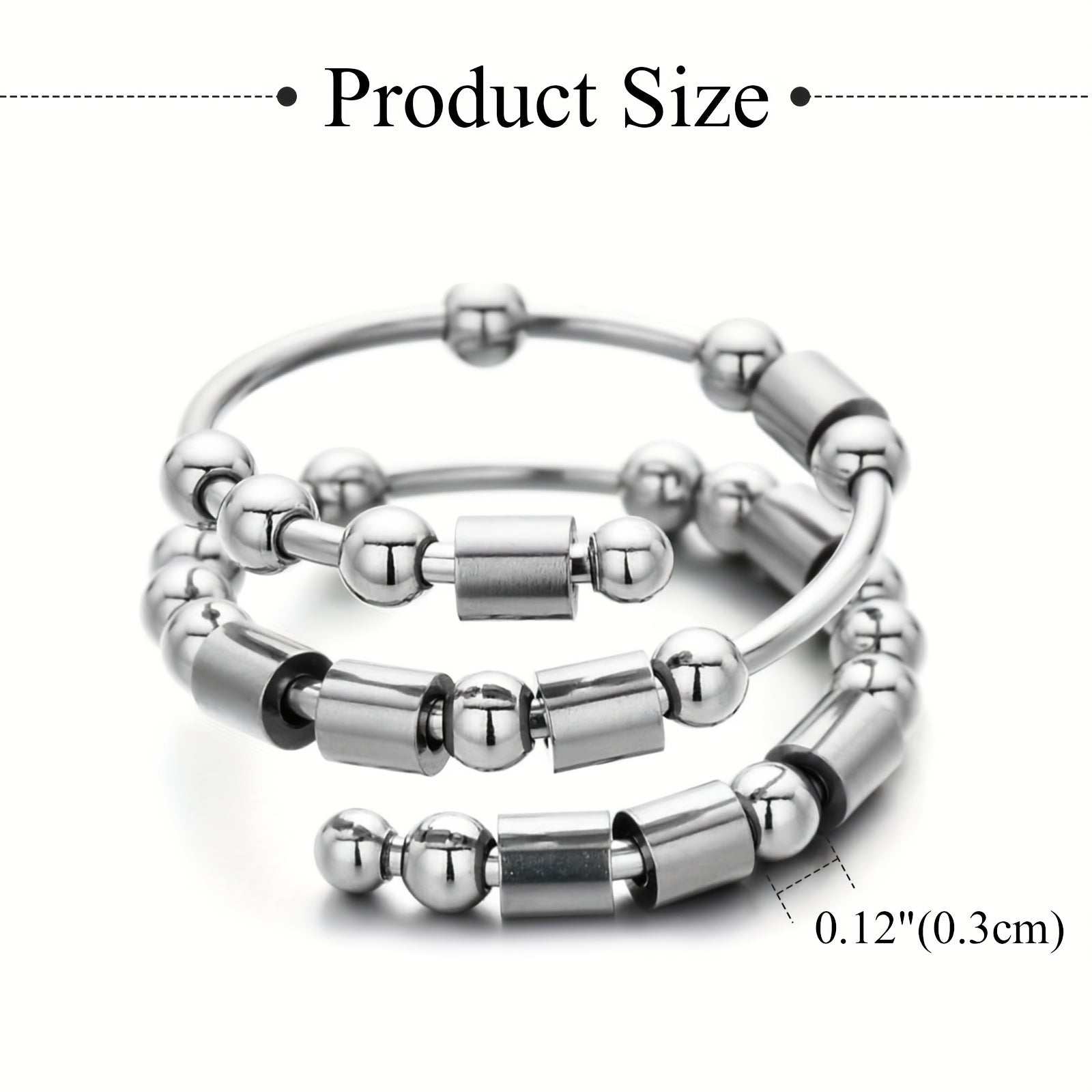OIDEA Morse Code Ring: Never Give Up Ring With Rotating Stainless Steel Beads, Adjustable Open Ring, Fun Motivational Gift