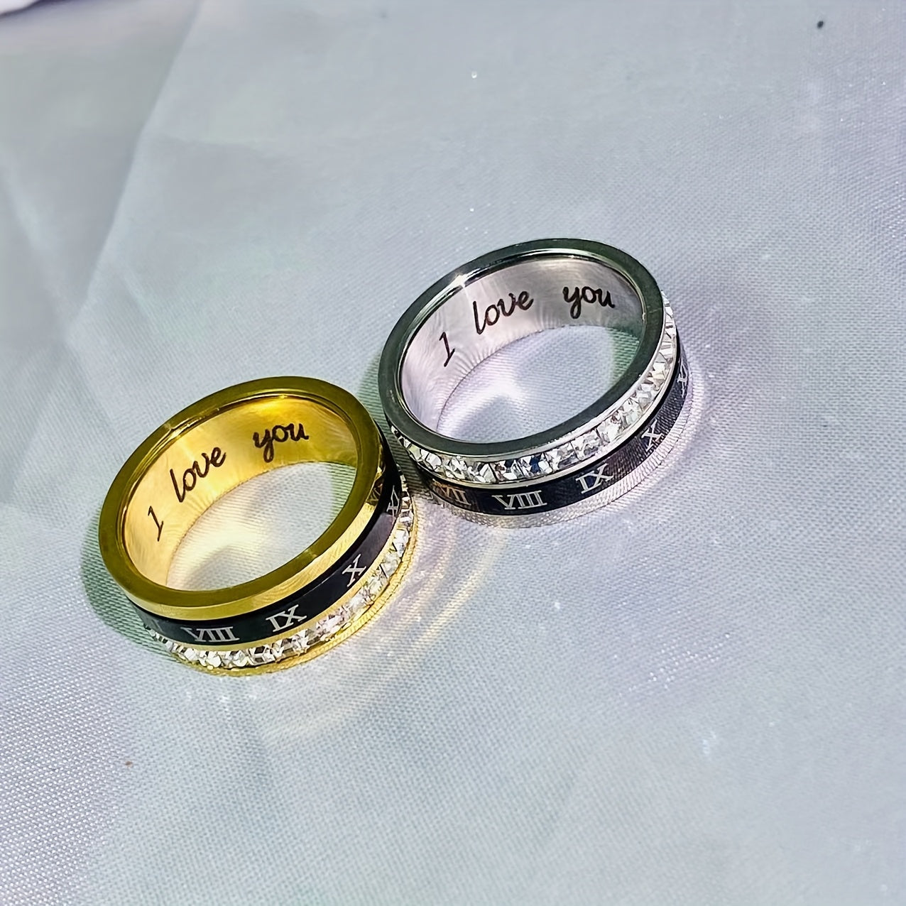 Personalized Anniversary, Wedding, Birthday Ring - Custom Roman Numeral (VI/IX/ XII), Engraved Name & Date, Rotatable Band - Durable Stainless Steel Jewelry Gift for Women/Men - Elegant Graduation, Valentine's, Christmas Present - Affordable Luxury